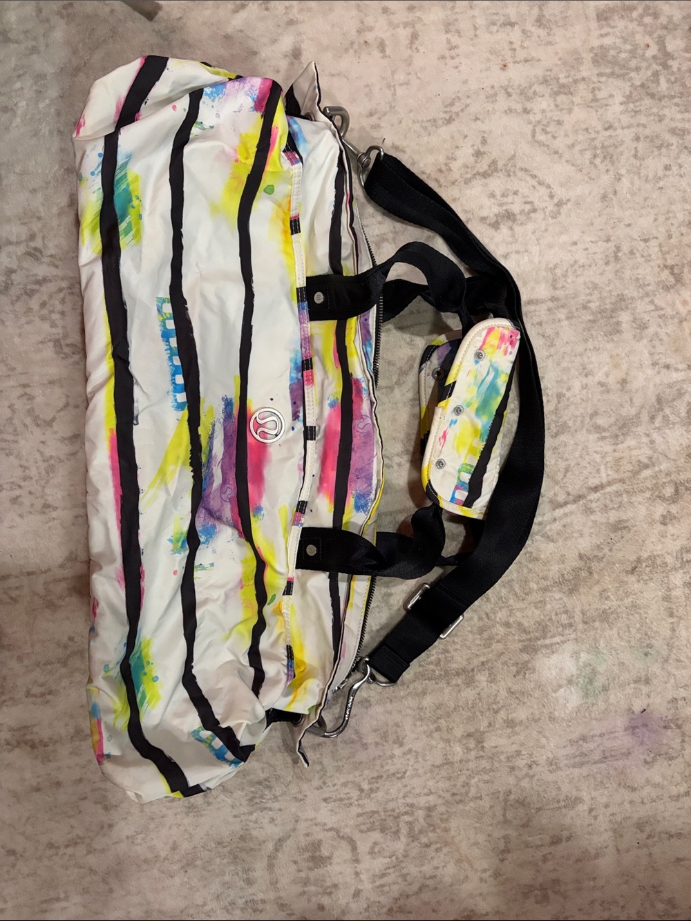 lululemon athletica White Duffel with Neon Yellow, Pink & Blue Accents